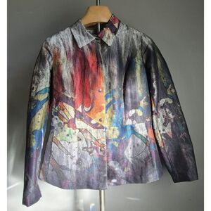 Babette SF Art to Wear Abstract Print Snap Front Jacket Women’s S Made in USA